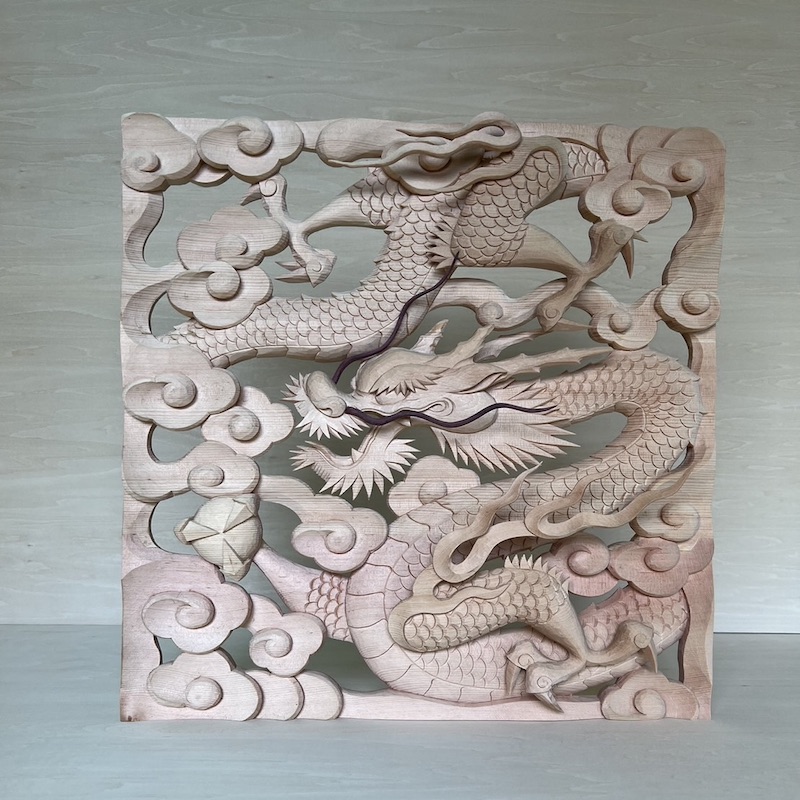 龍彫刻 木製パネル ウッドアートパネル龍 |